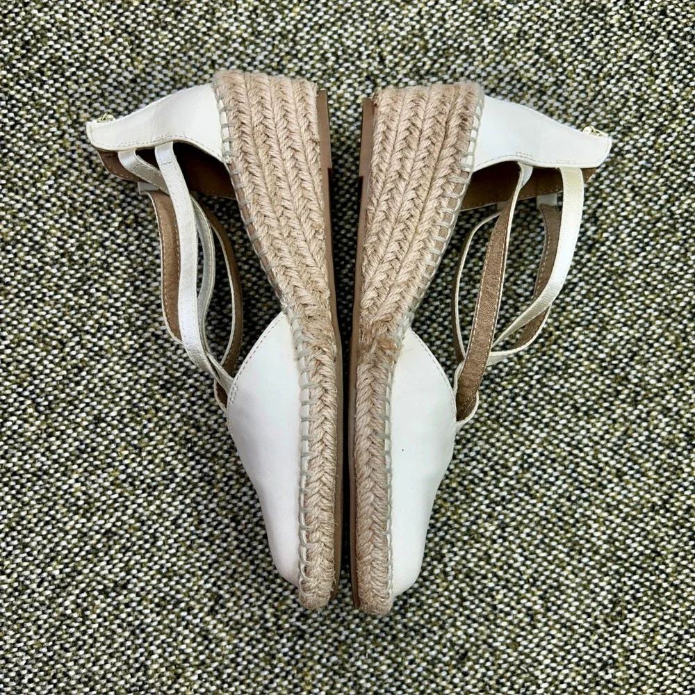 Kenneth Cole Reaction Elastic Wedge Women 6 White Strappy Espadrille